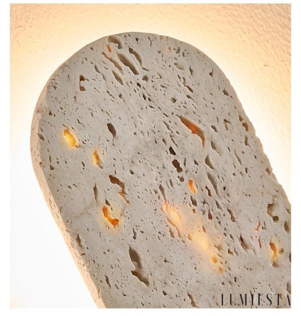 Auratryn - Lampa wisząca trawertynowa, orzechowo-żółta, do jadalni, Ø11 x 35 cm