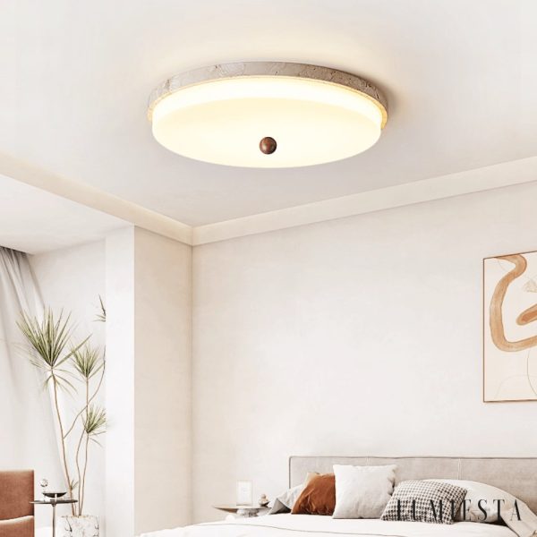 Auravena - Lampa sufitowa trawertynowa, żółto-biała do salonu Ø30/40/50 cm