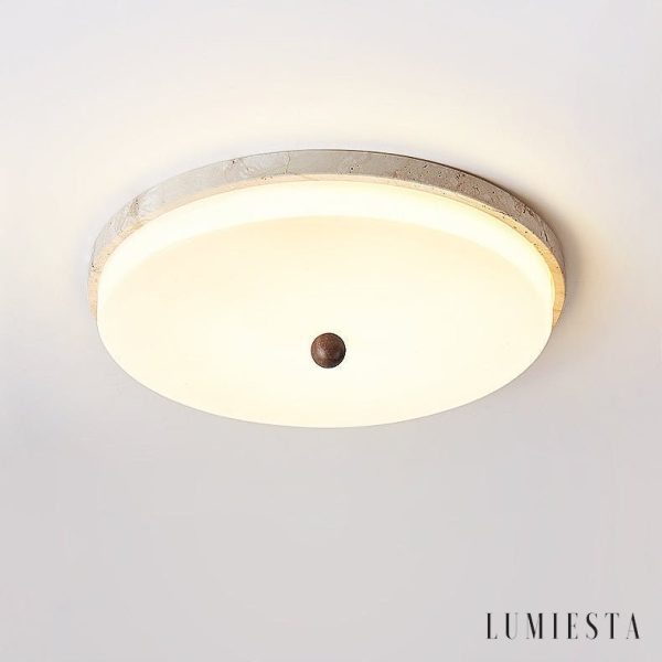 Auravena - Lampa sufitowa trawertynowa, żółto-biała do salonu Ø30/40/50 cm
