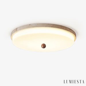 Auravena - Lampa sufitowa trawertynowa, żółto-biała do salonu Ø30/40/50 cm