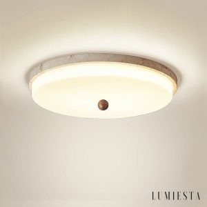Auravena - Lampa sufitowa trawertynowa, żółto-biała do salonu Ø30/40/50 cm