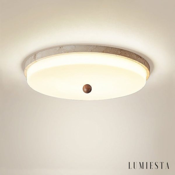 Auravena - Lampa sufitowa trawertynowa, żółto-biała do salonu Ø30/40/50 cm