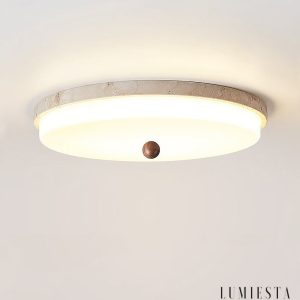 Auravena - Lampa sufitowa trawertynowa, żółto-biała do salonu Ø30/40/50 cm