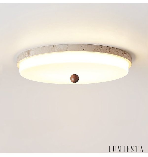 Auravena - Lampa sufitowa trawertynowa, żółto-biała do salonu Ø30/40/50 cm