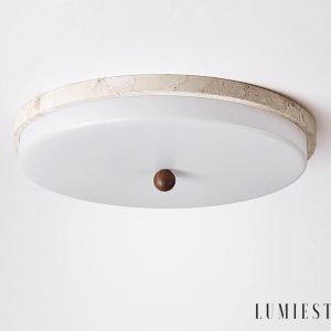 Auravena - Lampa sufitowa trawertynowa, żółto-biała do salonu Ø30/40/50 cm