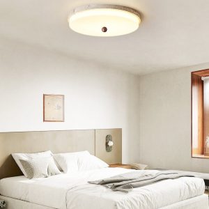 Auravena - Lampa sufitowa trawertynowa, żółto-biała do salonu Ø30/40/50 cm