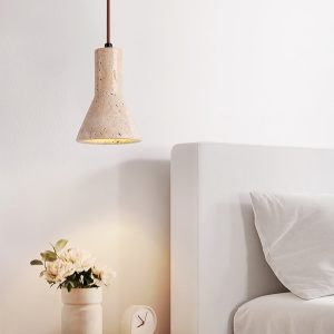 Aurelith - Lampa wisząca trawertynowa żółta do salonu i jadalni Ø12 cm wys.16 cm