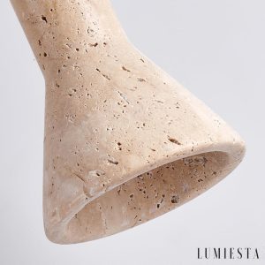 Aurelith - Lampa wisząca trawertynowa żółta do salonu i jadalni Ø12 cm wys.16 cm