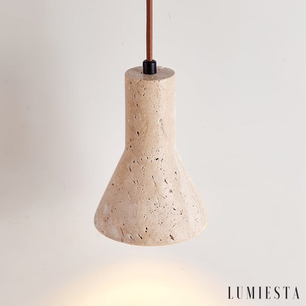 Aurelith - Lampa wisząca trawertynowa żółta do salonu i jadalni Ø12 cm wys.16 cm