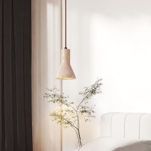 Aurelith - Lampa wisząca trawertynowa żółta do salonu i jadalni Ø12 cm wys.16 cm