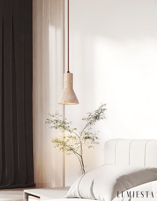 Aurelith - Lampa wisząca trawertynowa żółta do salonu i jadalni Ø12 cm wys.16 cm