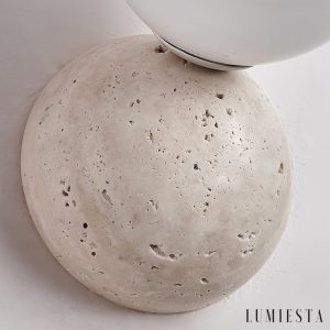 Aureluna - Kinkiet trawertynowy żółty, metal-szkło do salonu, Ø10 x H10/17 cm