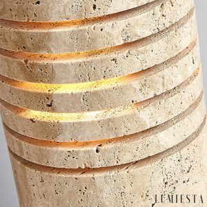 Aurelvina - Lampa podłogowa trawertynowa, żółta, do salonu, Ø18 x 50 cm