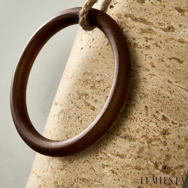 Auretryn - Kinkiet trawertynowy, żółty trawertyn i drewno, do salonu Ø12x22 cm