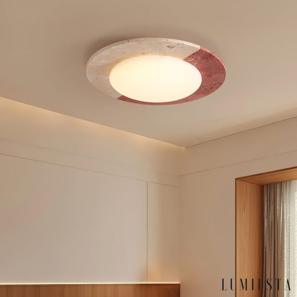 Maritia - Lampa sufitowa trawertynowa beżowo-czerwona do salonu Ø38/48/58 cm