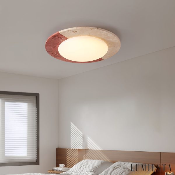 Maritia - Lampa sufitowa trawertynowa beżowo-czerwona do salonu Ø38/48/58 cm