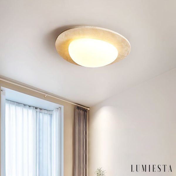 Arovie - Lampa sufitowa trawertynowa, żółto-biała do salonu 32/48/58 cm
