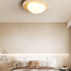 Arovie - Lampa sufitowa trawertynowa, żółto-biała do salonu 32/48/58 cm