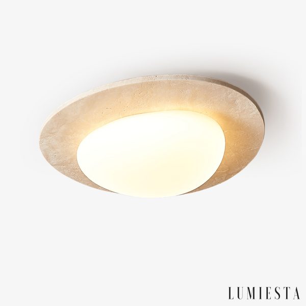 Arovie - Lampa sufitowa trawertynowa, żółto-biała do salonu 32/48/58 cm