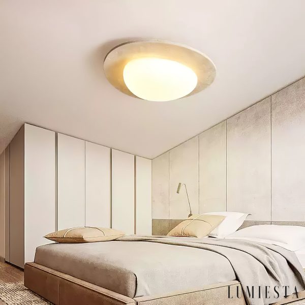 Arovie - Lampa sufitowa trawertynowa, żółto-biała do salonu 32/48/58 cm