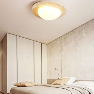 Arovie - Lampa sufitowa trawertynowa, żółto-biała do salonu 32/48/58 cm