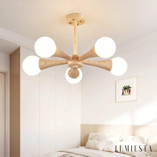 Arevia  - Lampa wisząca trawertynowo-drewniana do jadalni i salonu, Ø62/68 cm