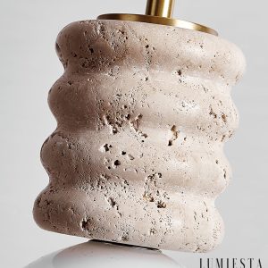 Sivello - Lampa wisząca trawertynowa żółto-biała do salonu i jadalni Ø10/Ø15 cm