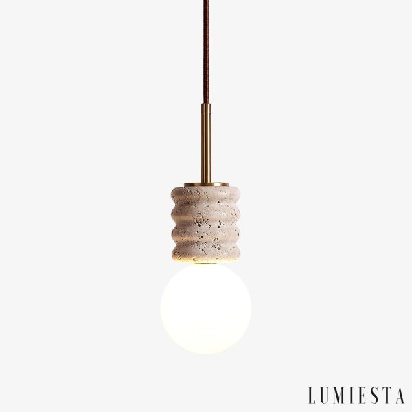 Sivello - Lampa wisząca trawertynowa żółto-biała do salonu i jadalni Ø10/Ø15 cm