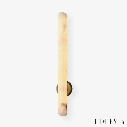 Aurorium - Kinkiet alabastrowy biało-złoty do sypialni i salonu Ø5x40/60 cm