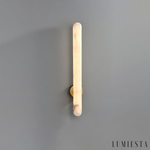 Aurorium - Kinkiet alabastrowy biało-złoty do sypialni i salonu Ø5x40/60 cm