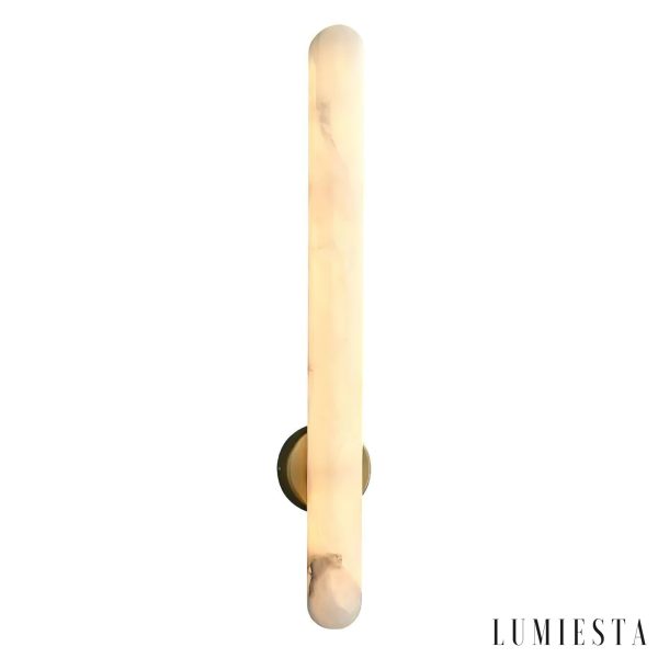 Aurorium - Kinkiet alabastrowy biało-złoty do sypialni i salonu Ø5x40/60 cm