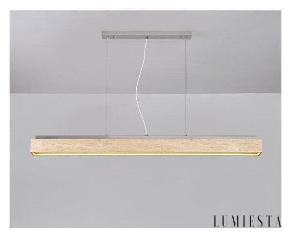 Barcelis - Plafon trawertynowy, żółty do salonu, Ø120 x 9 cm