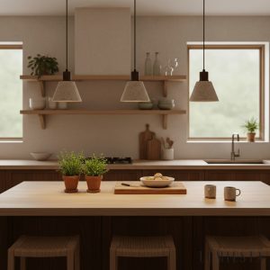 Bordeauxa - Lampa wisząca trawertynowa żółta, nad stół, Ø12/15/21 cm