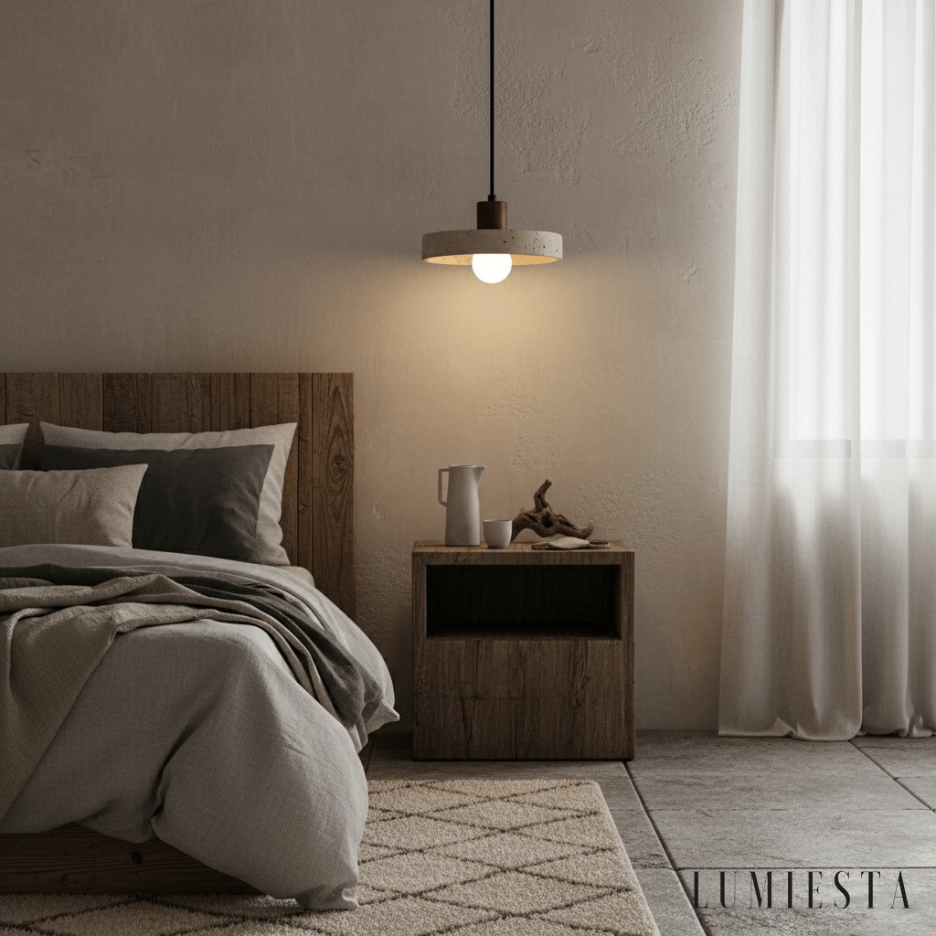 Lampa wisząca Bordeauxa z żółtego trawertynu, profil klosza i metalowego mocowania
