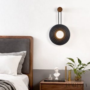 Brasiliax - Lampa wisząca trawertynowa, czarny/ciemny orzech do salonu Ø33x60 cm