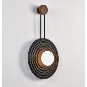 Brasiliax - Lampa wisząca trawertynowa, czarny/ciemny orzech do salonu Ø33x60 cm