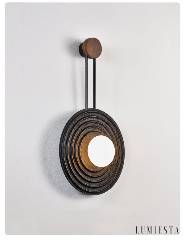 Brasiliax - Lampa wisząca trawertynowa, czarny/ciemny orzech do salonu Ø33x60 cm