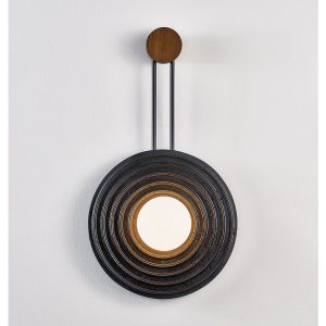 Brasiliax - Lampa wisząca trawertynowa, czarny/ciemny orzech do salonu Ø33x60 cm