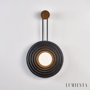 Brasiliax - Lampa wisząca trawertynowa, czarny/ciemny orzech do salonu Ø33x60 cm