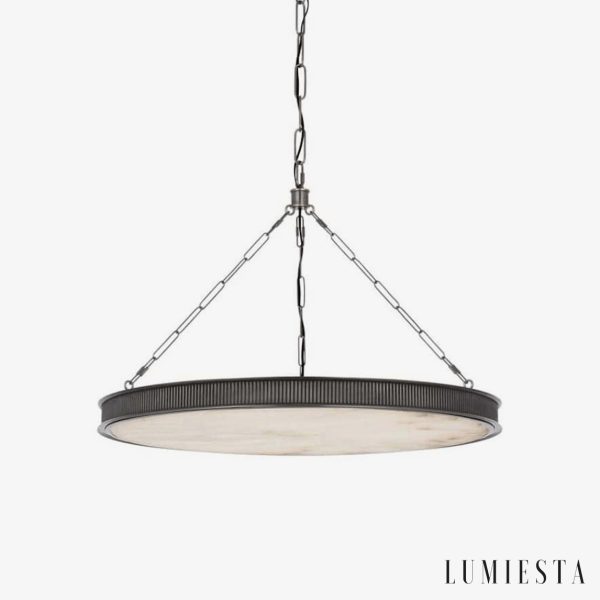 Britannix - Brass pendant lamp with alabaster, for living room and dining room, Ø62 x 50 cm