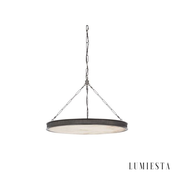 Britannix - Lampa wisząca mosiężna z alabastrem, do salonu i jadalni, Ø62 x 50 cm