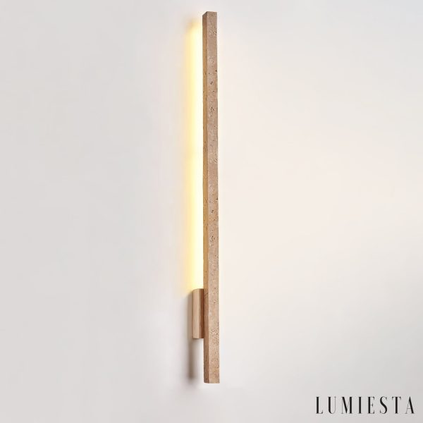 Cadizia - Lampa wisząca nowoczesna drewno/żółty trawertyn nad stół ∅3x55/90cm