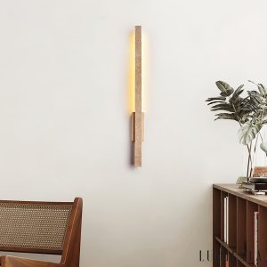Cadizia - Lampa wisząca nowoczesna drewno/żółty trawertyn nad stół ∅3x55/90cm