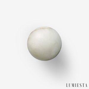 Calderis - Kinkiet alabastrowy, biało-złoty, do sypialni i korytarza, Ø12/15 cm