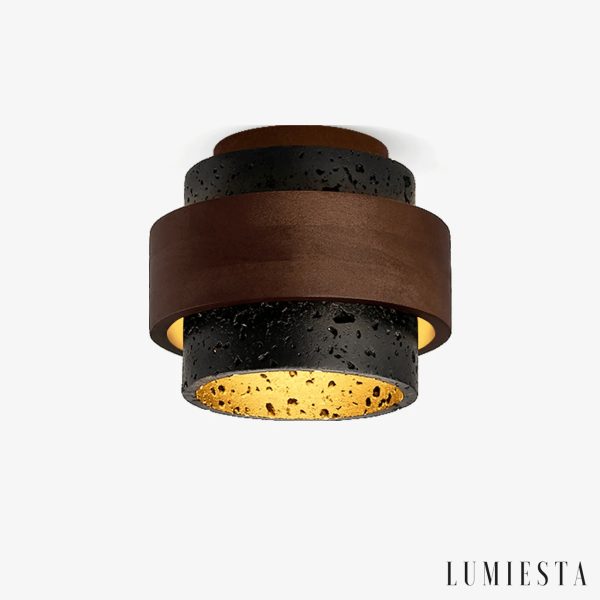 Capriva - Lampa sufitowa trawertynowa czarna do przedpokoju, Ø17×15 cm