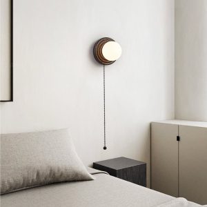 Cartagenae - Lampa sufitowa trawertynowa czarna z białym szkłem do salonu, Ø18 cm