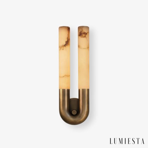 Cartaginis - Kinkiet minimalistyczny alabastrowy, brązowo-biały do salonu Ø14x45 cm