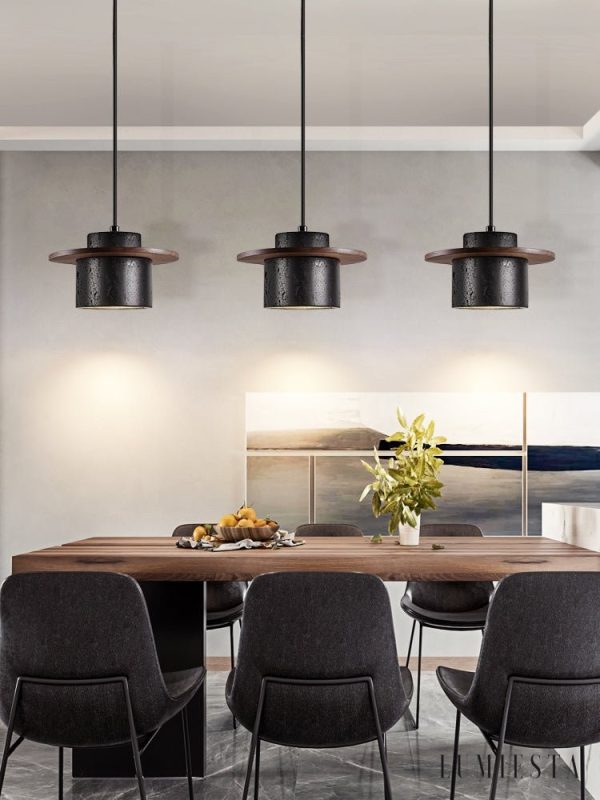 Lumiesta-champagna-lampa-wiszca-trawertynowo-drewniana-czarna-do-jadalni-20x12-cm-2.jpg Champagna - Lampa wisząca trawertynowo-drewniana, czarna do jadalni Ø20x12 cm