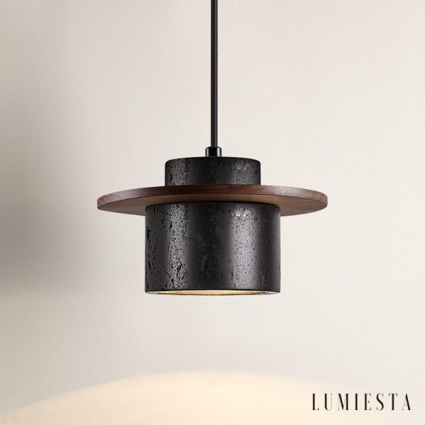 Lumiesta-champagna-lampa-wiszca-trawertynowo-drewniana-czarna-do-jadalni-20x12-cm-6.jpg Champagna - Lampa wisząca trawertynowo-drewniana, czarna do jadalni Ø20x12 cm