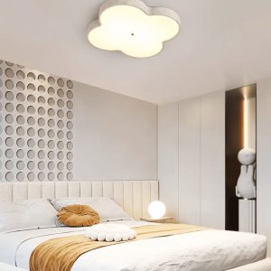 Chmurovia - Lampa sufitowa trawertynowa, żółto-biała, do salonu, Ø36/53 cm